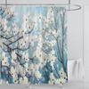 Graceful Crane & Black Background Waterproof Shower Curtain - Elegant Asian Art Design for Sophisticated Bathroom Decor