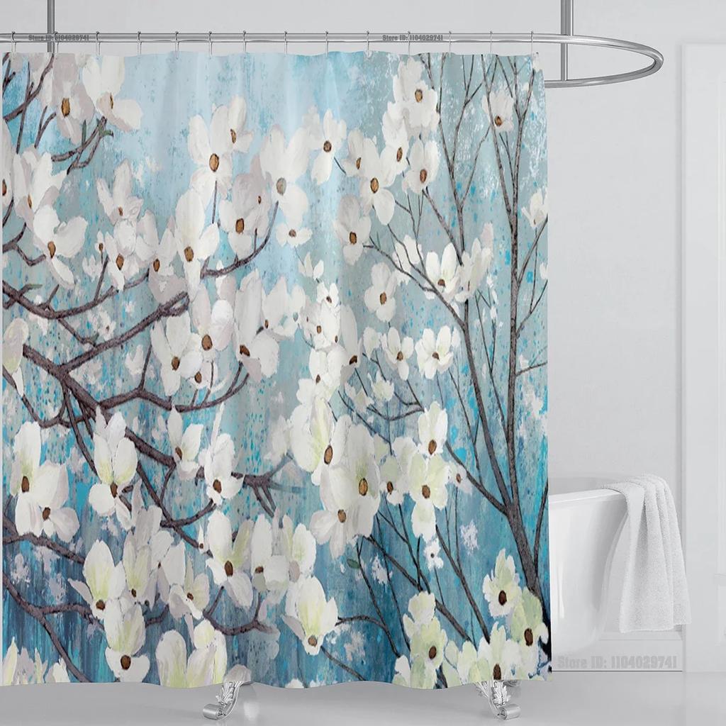 Graceful Crane & Black Background Waterproof Shower Curtain - Elegant Asian Art Design for Sophisticated Bathroom Decor