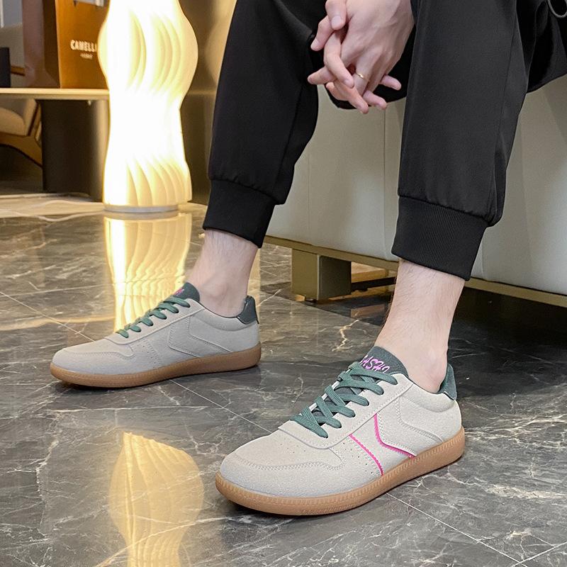 Couple large-size color matching German training shoes women's autumn new retro round head lace-up versatile flat-soled sports shoes