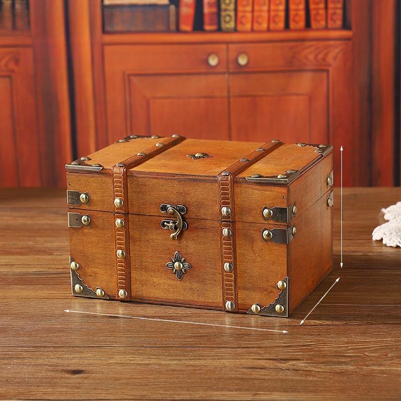 Wooden Storage Vintage Box With Lid For Desk And Shelf Organization Decoration