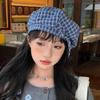 Korean Style Women Painter Hat Bow Women Octagonal Cap Sweet Plaid Beret Hat  Girl