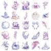 50 Transparent PET Stickers: Waterproof Purple Dreamy Princess Style for DIY Journaling