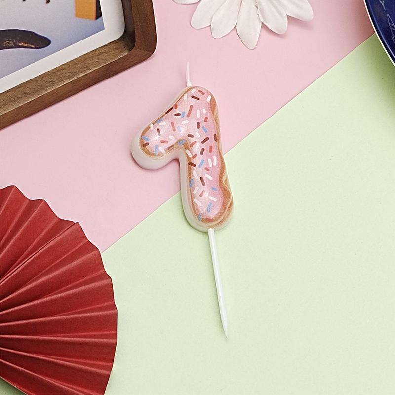 Cute 0-9 Number Candles for Kids Girl Birthday Cake Donut Decor Digital Candle  Cake Topper Wedding Anniversary Party Decor