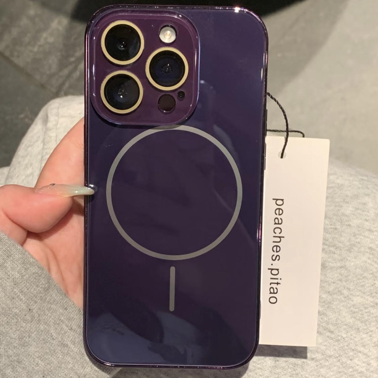 

Роскошный бампер с гальваническим покрытием, глянцевый чехол из закаленного стекла для iPhone 16 15 14 13 12 11 Pro Max, магнитная беспроводная зарядка, противоударная крышка For iPhone 13Pro Max