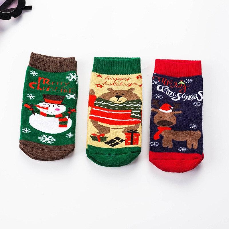 3 Paare/los Baumwolle Frühling Winter Herbst Baby Mädchen Jungen Kinder Socken Kinder Gestreiften Terry Schneeflocke Elch Santa Claus Weihnachten Bär