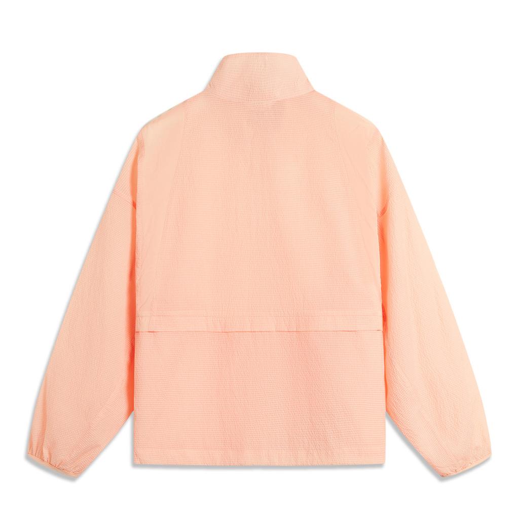 Seria mody sportowej Li Ning Wiatrówka Kardigan Długi rękaw Stójka Wiatroszczelna Luźna Codzienna Tkana Kurtka Damskie kurtki Pomarańczowy Różowy AFDU670-1