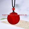 Natural Red Agate Pendant Keychain Charm with Carved Round Tag Necklace