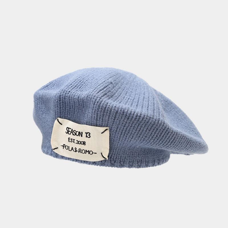Autumn and winter new knitted beret ins literary and retro painter hat girls show their faces small versatile hat
