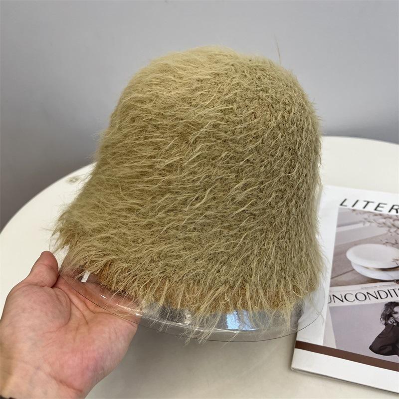 

Autumn and winter new long woolen knitted rough edge bucket hat women s fashion warm face little fisherman hat tide M（56-58cm） верблюд