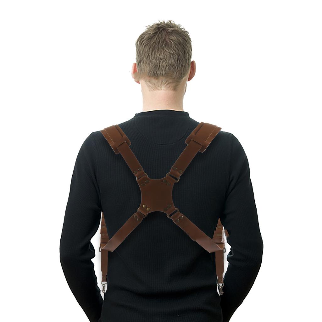 Leather Camera Harness Double Shoulder Straps For DSLR Equipment AntiSlip Suedes Lining Photography Accessory