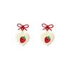 Fresh Heart Strawberry Bow S925 Silver Earrings - 2024 Korean Niche Sweet Style for Women