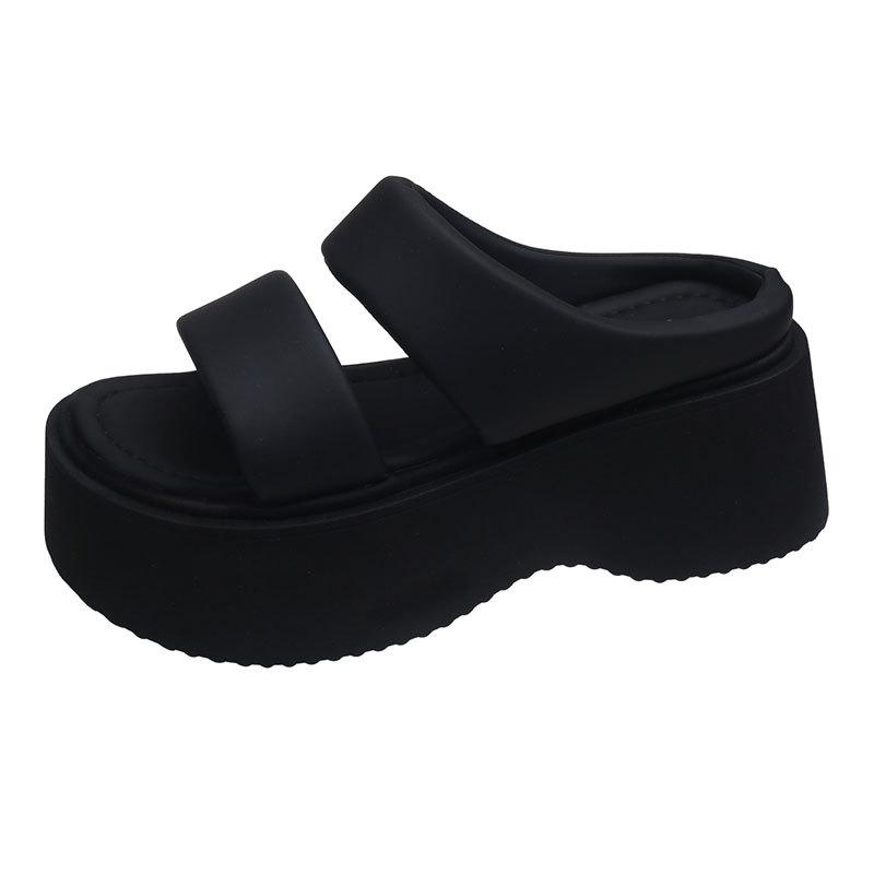 Thick-soled high-heeled small man cool slippers women's summer wear 2025 new Internet celebrity super hot fashion with skirt beach shoes