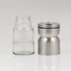 Salt and Pepper Shaker - with adjustable pour holes dispenser lids. Stainless Steel with Glass bottoms 2-Piece Set. (Stainless steel)