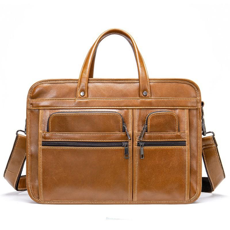 Кожаная мужская большая сумка-портфель для деловых поездок, высококачественная сумка для хранения документов, для ноутбука коричневый