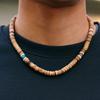 Módní pánský náhrdelník Přírodní kokosová skořápka Dřevěný límec 19 palců Choker Colar Tygří oko Howlitový kámen Collana Dárek pro něj