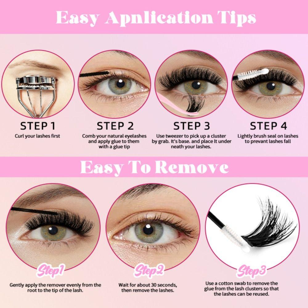 3D Volume False Eyelashes 9-16mm Length DIY Lash Extension Kit 3D Faux Mink Lash Personal Care
