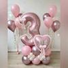37pcs Love Balloon Pink Number Birthday Balloon Set Children's Party Decoration Festival Photography Props Baptismal Supplies