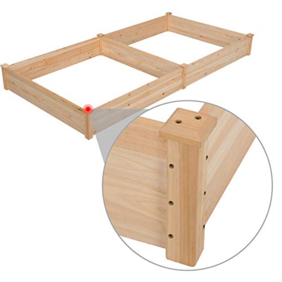 8×4ft Horticulture Raised Garden Bed 93 X 48 X 10in Wooden Planting Box for Backyard/Patio Outdoor Natural Wood Color Durable a