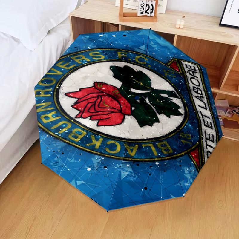 1PC Blackburn Rovers Crest Football Club Umbrella Folding umbrella, automatic umbrella 8-Frame for Travel, camping Fan gifts Christmas Gifts