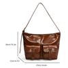 Women PU Leather Shoulder Bag with Multi-Pockets Crossbody Bag for Travel(Brown)