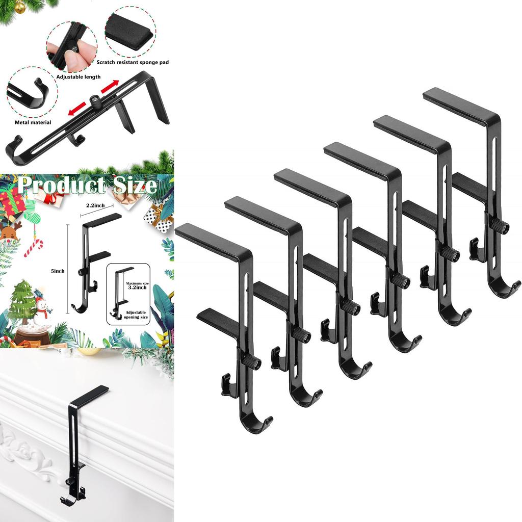 Christmas Sock Holder With Adjustable Non Slip Metal Hooks For Fireplace Decor