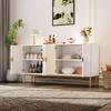 Sideboard with Raised Texture 160cm, with Four Doors, Golden Brushed Handles and High-Gloss Table Legs, White, 160×40×82cm(old sku N657P28156667W)