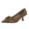 Bow Cashmere~ Pointed High Heels Women's Thin Heels Light Mouth Single Shoes High Temperament Spring and Autumn Versatile