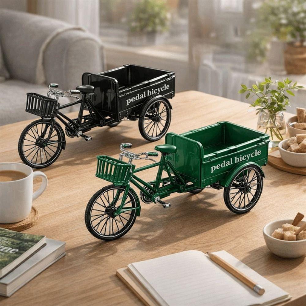Three-Wheeled Design Flatbed Vehicle Model Simulation Pedal Tricycle  Ornament Display