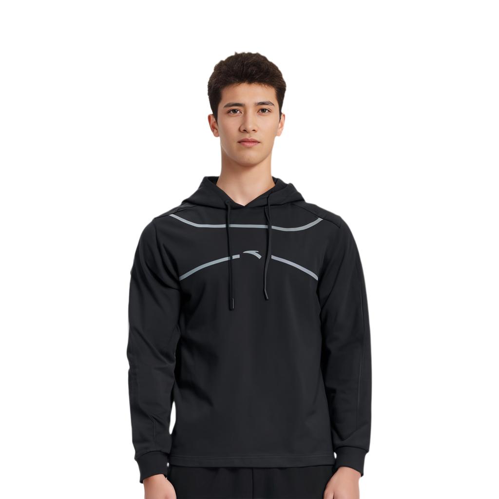 Anta Mesh Spliced Sports Pullover Hoodie Unisex Hoodies Black 172141702R-2