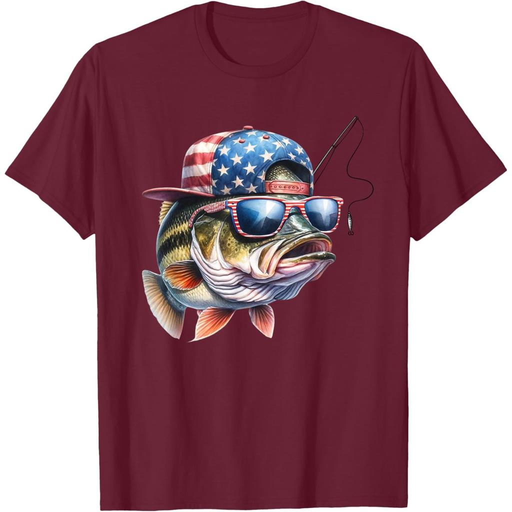 Funny Fishing FisherUnisex Gift American Flag T-Shirt