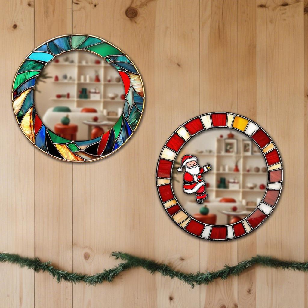 Christmas Mirror Decorative Pendants, Hole-free Mirror Wall Decorations, Reflective Decorative Mirror Stickers