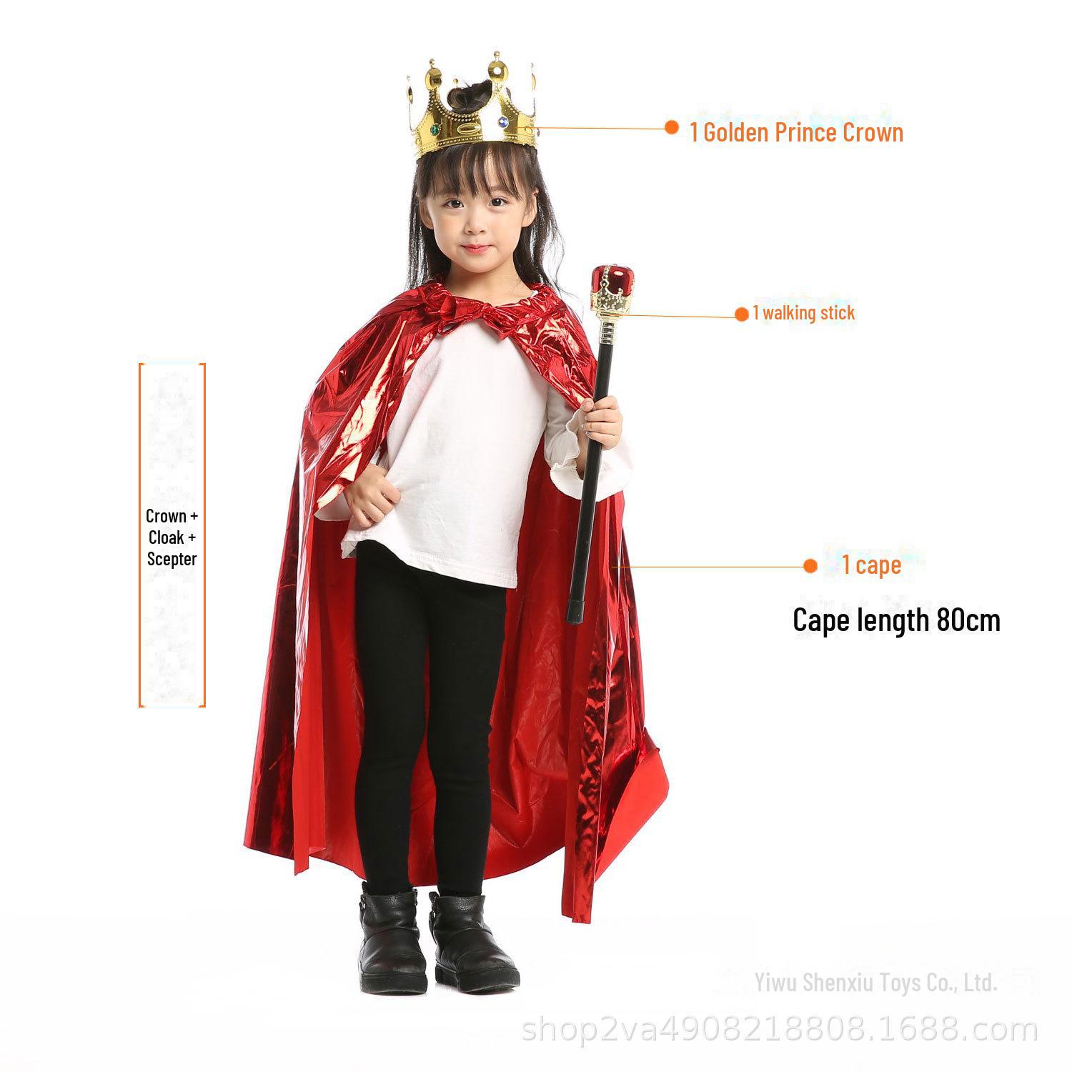 

Детский плащ принцессы и короля на Хэллоуин - 80 см, ярко-золотой и серебряный One Size