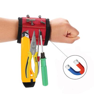 Magnetický náramek na zápěstí Magnetický pásek na paži 10 silných neodymových magnetů všitých po celé délce náramku pro držení šroubů, bitů a dalšího