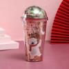 Plastic Christmas Micro Landscape Cup with Sequined Tumbler Drinkware Mug  Coffee Juice