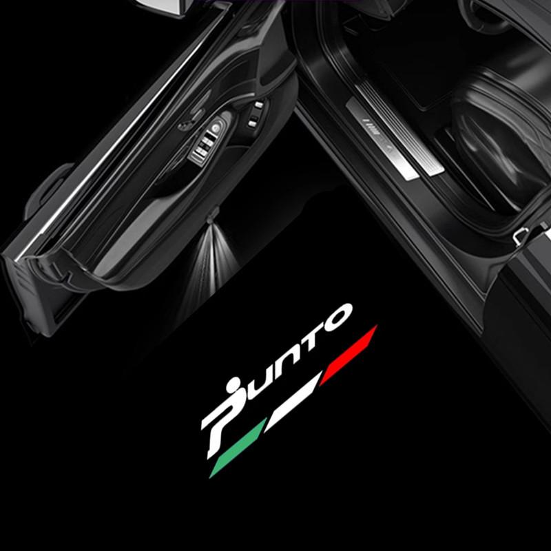 

2PCS For Abarth Panda Punto Bravo Tipo Stilo 500 Ducato 595 Logo LED Courtesy Lamp Car Door Welcome Lights Ghost Shadow Light
