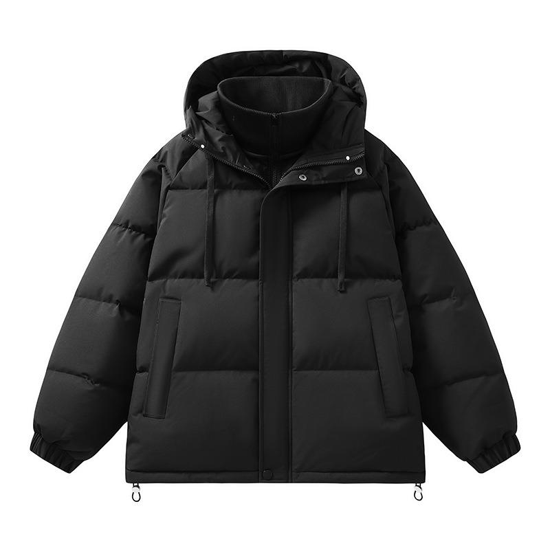Down jacket men's new winter hooded simple and versatile warm and cold casual fashion solid color stand-up collar jacket
