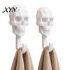 Industrial Style Hook 2Pcs Up, 3D Printed Skull Design Hooks, No Drilling Wall Heavy Duty Mount Hanger, Waterproof Bathroom Storage Hanger for Towels