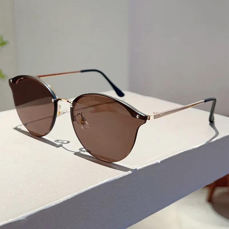 Luxury Designer Brand Half Frame Sunglasses Women For Men Popular Rivet Vintage Sun Glasses Punk Outdoor Driving Metal Eyewear