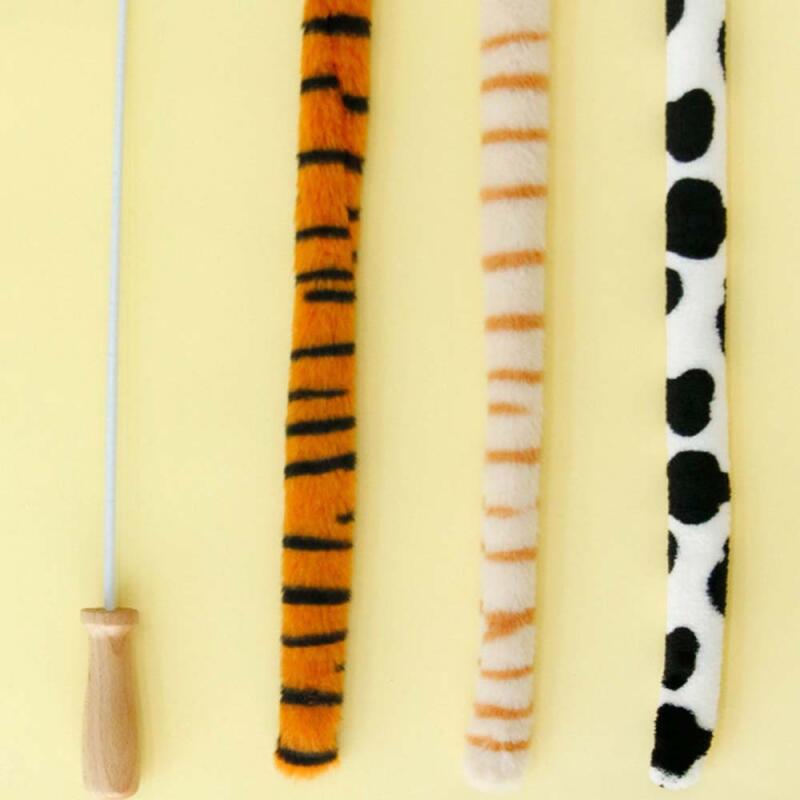 Cat Meow 80cm Safari Tail Fishing Rod Cat Toy White tiger