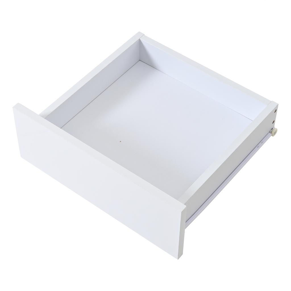 Mesa de centro regulable en altura de 80*80*45 cm con almacenamiento oculto y 2 cajones, luces LED, alto brillo, hecha de vidrio templado, blanca