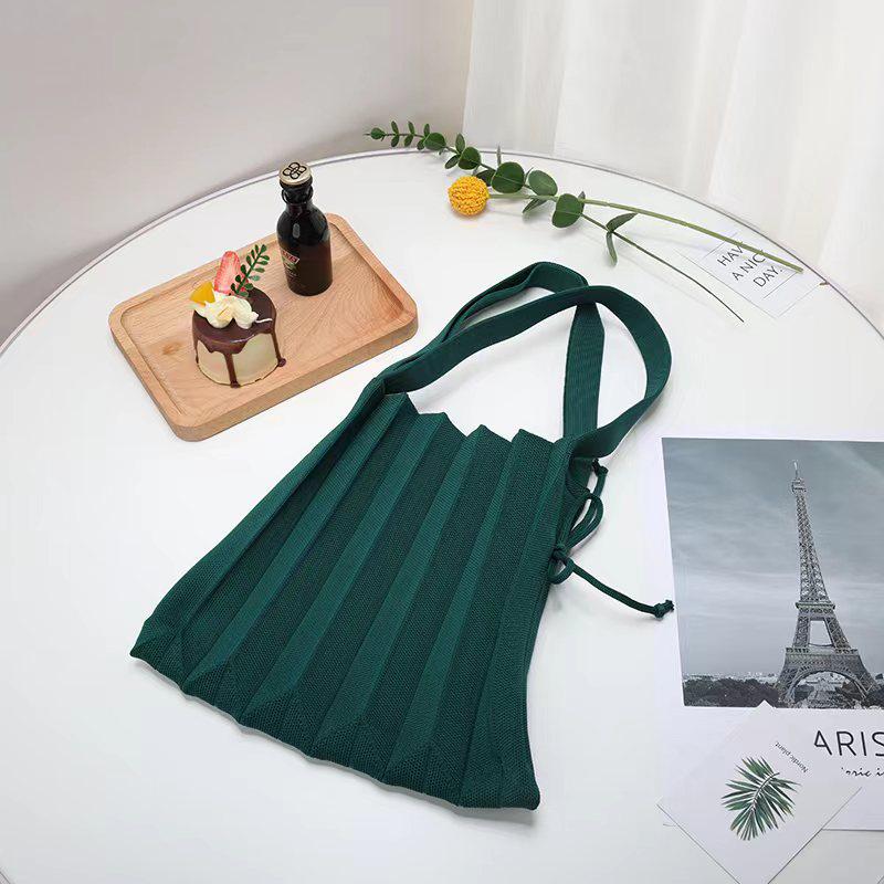 New Korean Style Pleated Knitted Shoulder Handbag for Women