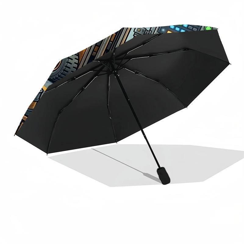 Industrial Warehouse Scene Pattern Umbrella, Portable and Foldable Design, 8 Ribs, a Casual Accessory for Halloween, Christmas, and Birthday Gifts.