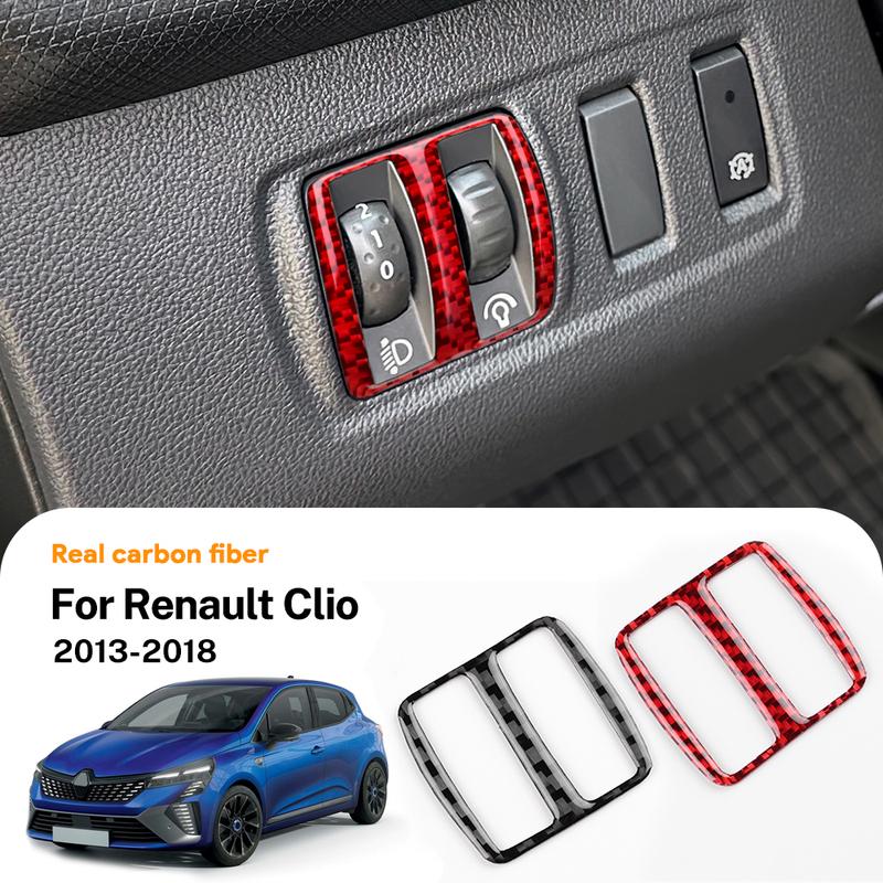 Carbon Fiber Modified For Renault Clio MK4 2013-2018 Car Headlight Adjustment Control Switch Button Protective Cover Accessories