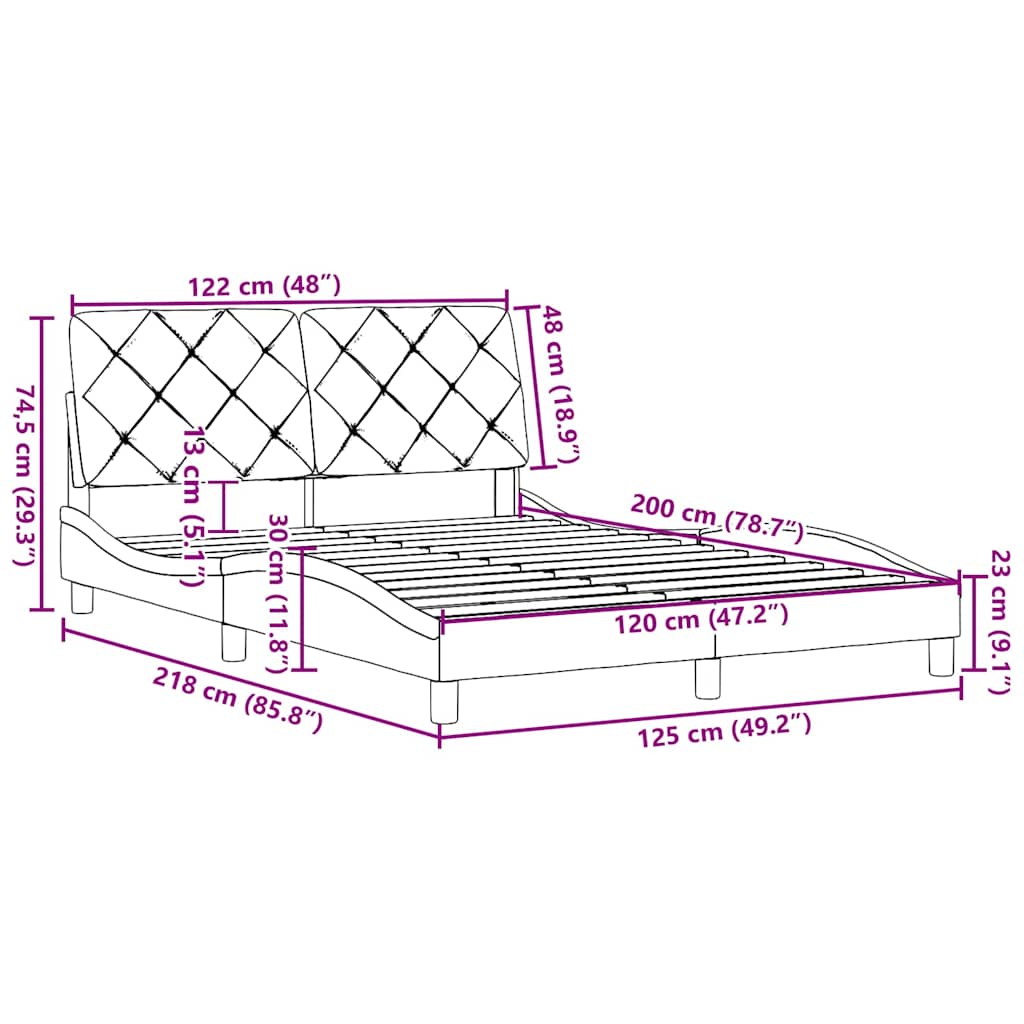 Bed Frame without Mattress Light Grey 120x200 cm Fabric