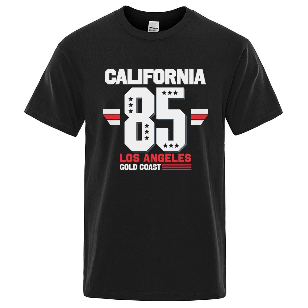 California 85 Los Angeles Gold Coast T-Shirt Casual Loose Tops Oversized Summer Tee Clothes Fashion Cotton Crewneck Men Clothes