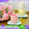 Cute Tulip Mug with Saucer Ceramic Tulip Drinking Cup Creative Vintage Tulip Tea Mug for Home Afternoon Tea
