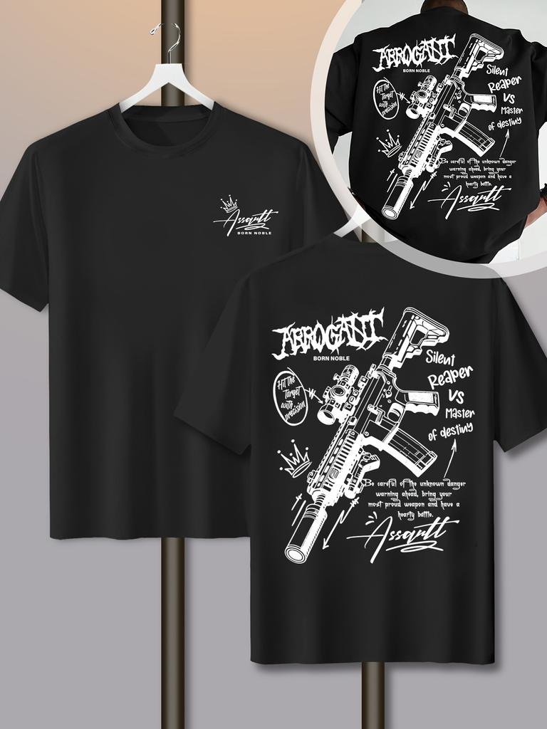 Summer Fun Graffiti M4 Gun Lovers Harajuku Fashion Street Mens Clothing TShirt 100 Cotton Casual Sports Short Sleeve