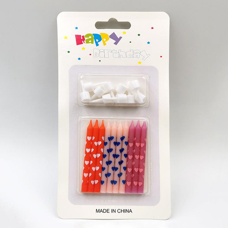 

Детские креативные разноцветные свечи для украшения торта, материалы для выпечки, с принтом в форме сердца, признание, свечи для дня рождения large package color mixing