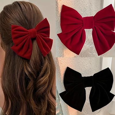 Roter Samt Große Schleife Haarspange mit Haarnadel, Sanftes Mädchen, Prinzessin, Kopf, Hinterkopf, Oberer Clip, Pony Clip