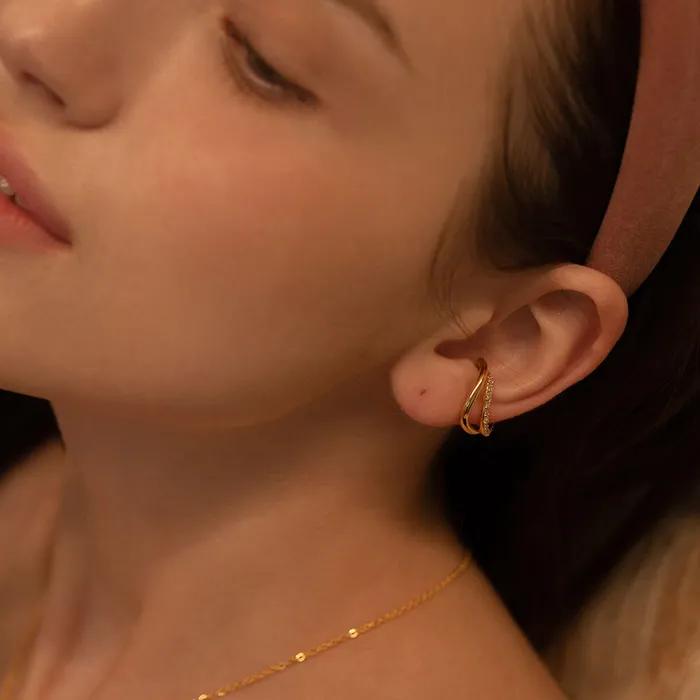 Double Line Two-Strand Cubic Wavy Ear Cuff SHEC0027
